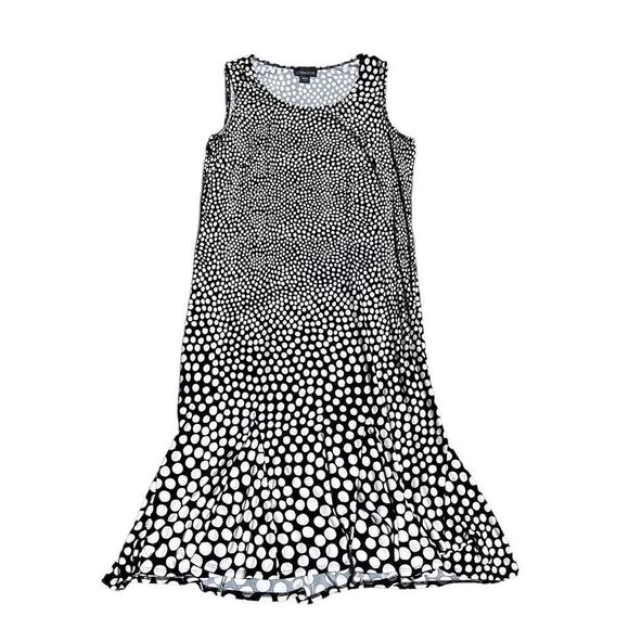 COVINGTON Black & White Polka-Dot Dress W/ Flared Ends Size 12 - Picture 1 of 4